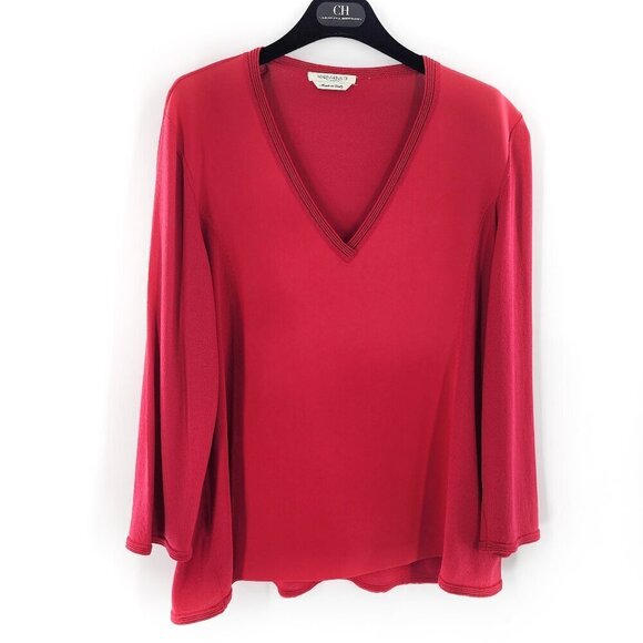 MARINA RINALDI Pink 3/4 Sleeve V-Neck Knit Top - Picture 1 of 4